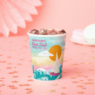 Last Sail Before the Veil Sailboat Bachelorette Paper Cups