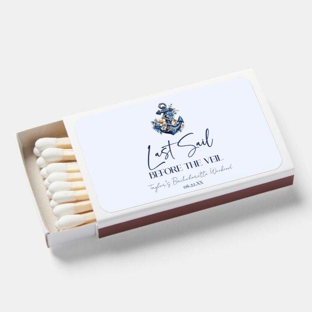 Last Sail Before Veil Bachelorette Weekend Party Matchboxes (Front Open)