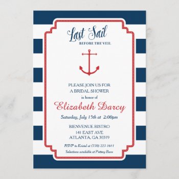 Last Sail Before Veil Nautical Bridal Invitation by DearHenryDesign at Zazzle