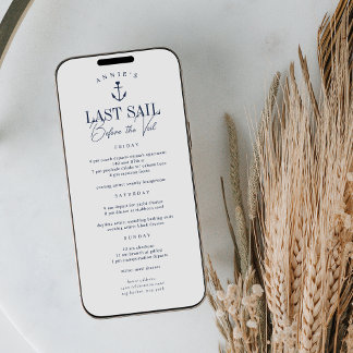 Last Sail Nautical Bachelorette Itinerary Card