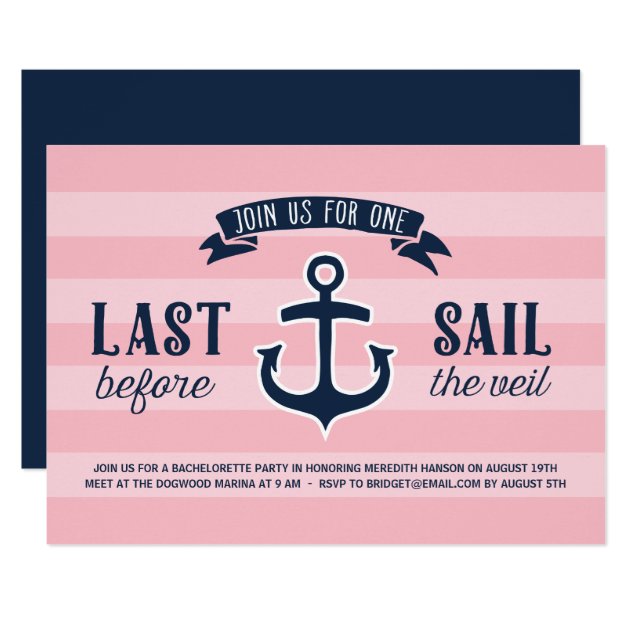 Last Sail | Nautical Bachelorette Party Invitation