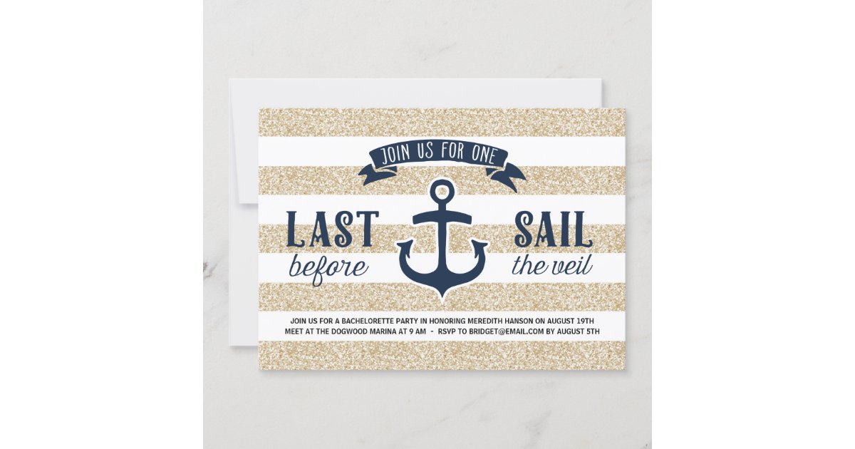 Last Sail Before the Veil Bachelorette Party Invitation