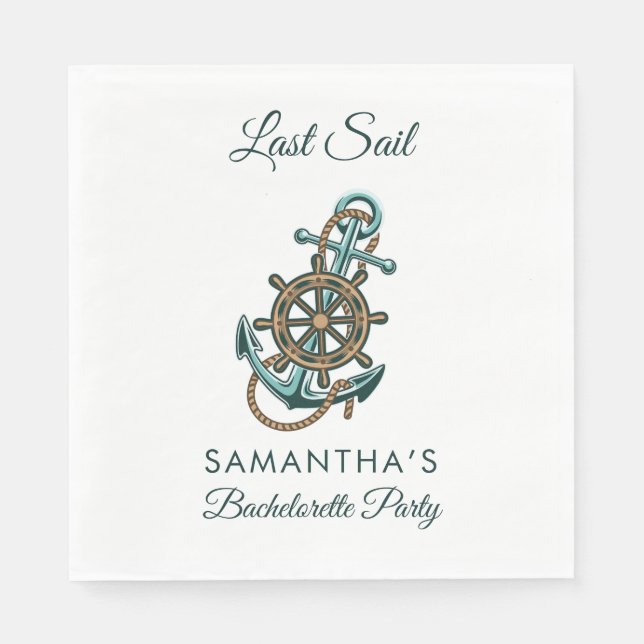 Last Sail Nautical Bachelorette Party Napkins (Front)