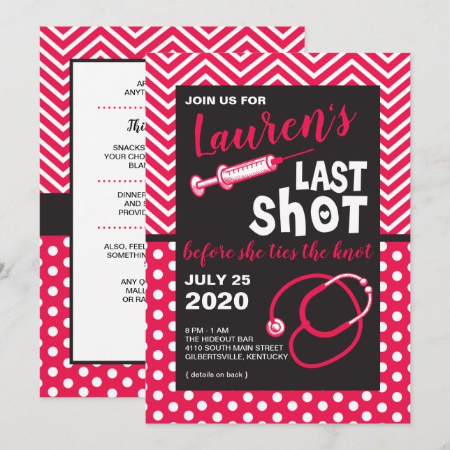 Last Shot Bridal Shower Invitation (Front/Back)
