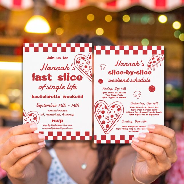 Last Slice of Single Life Bachelorette Weekend Invitation (Creator Uploaded)