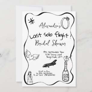 Last Solo Flight Hand Bridal Shower Invitation