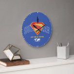 Last Son of Krypton Emblem Large Clock<br><div class="desc">Honor the legacy of a legend with this bold and nostalgic Superman design! At the center is the timeless red and yellow “S” shield, rising like a beacon with a heroic silhouette of Superman flying skyward. The classic arched “SUPERMAN” lettering adds vintage flair, while the phrase “LAST SON OF KRYPTON”...</div>
