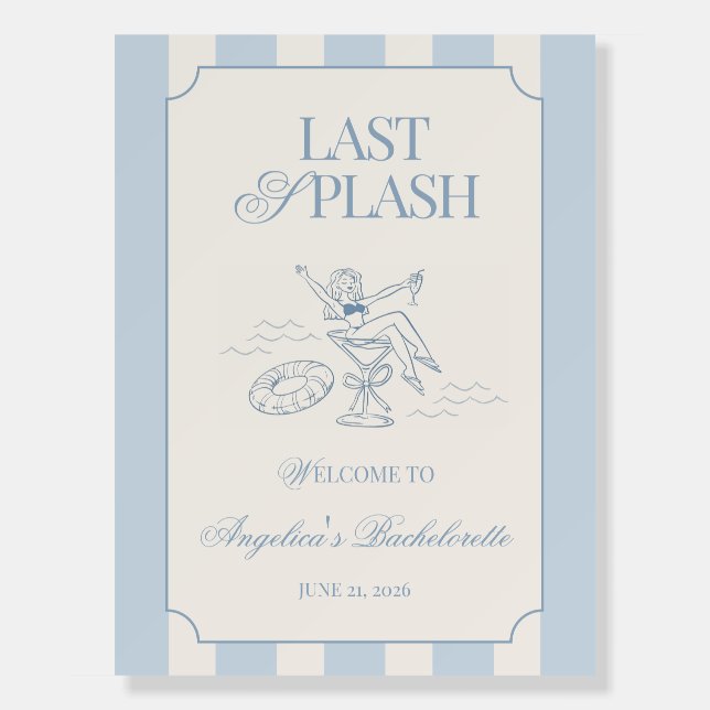 Last Splash Bachelorette Coastal Welcome Sign (Front)