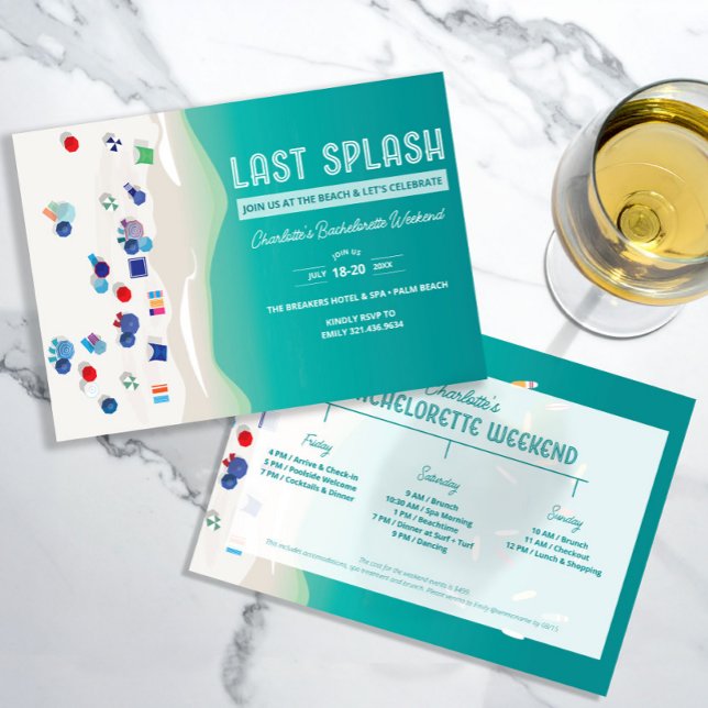 Last Splash Bachelorette Party Weekend Itinerary Invitation (Creator Uploaded)