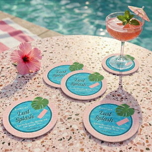 Last Splash Bachelorette Weekend Pool Party Round Paper Coaster