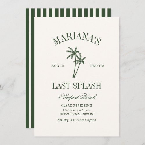 Last Splash Beach Palms Bachelorette Invitation