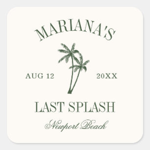 Last Splash Beach Palms Bachelorette Square Sticker