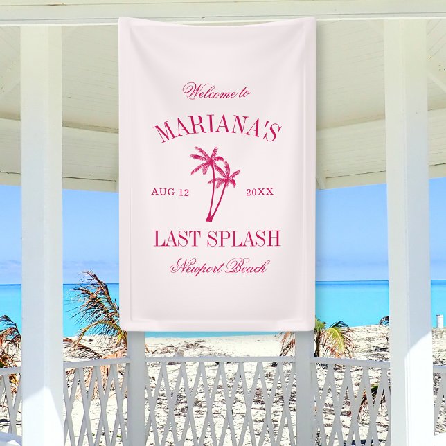 Last Splash Beach Palms Hot Pink Bachelorette Banner (Creator Uploaded)