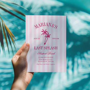 Last Splash Beach Palms Hot Pink Bachelorette Invitation