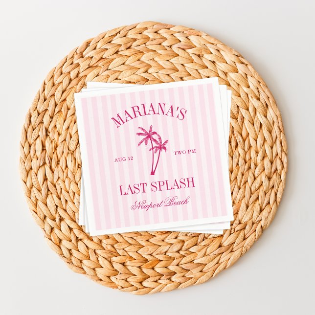 Last Splash Beach Palms Hot Pink Bachelorette Napkins (Creator Uploaded)