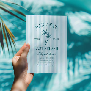 Last Splash Blue Teal Palms Bachelorette Invitation