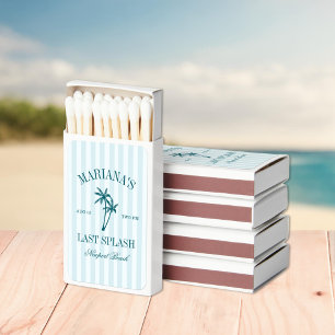 Last Splash Blue Teal Palms Bachelorette Matchboxes