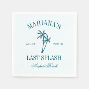 Last Splash Blue Teal Palms Bachelorette Napkins