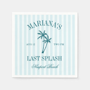 Last Splash Blue Teal Palms Bachelorette Napkins