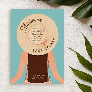Last Splash Brunette Bachelorette Pool Party Invitation