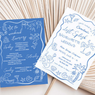 Last Splash Hand Drawn Beach Weekend Bachelorette Invitation