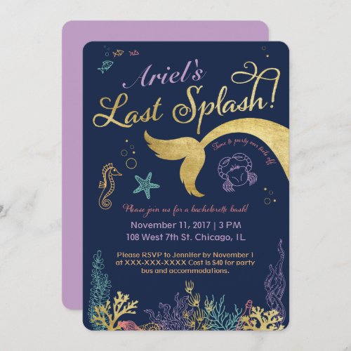 Last Splash Mermaid Bachelorette Invite