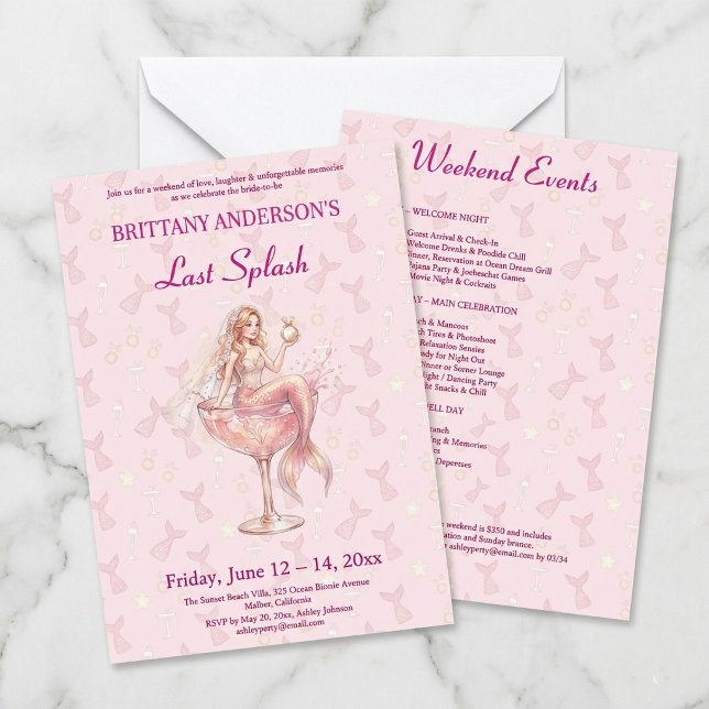 Last Splash Mermaid Bachelorette Weekend  Invitation (Creator Uploaded)