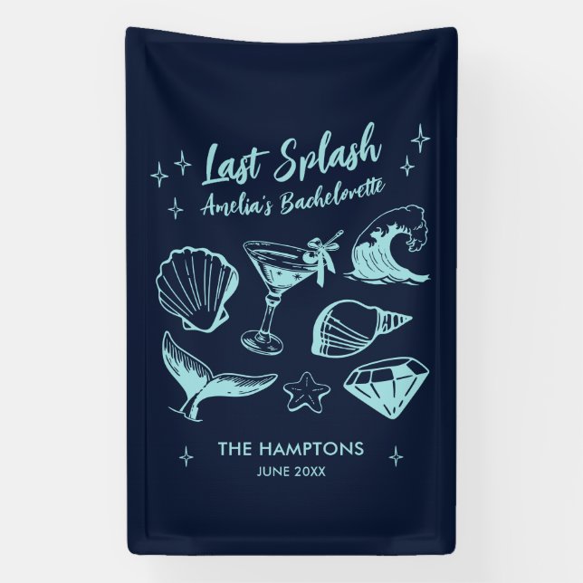 Last Splash Mermaid Beach Bachelorette Party Banner (Vertical)