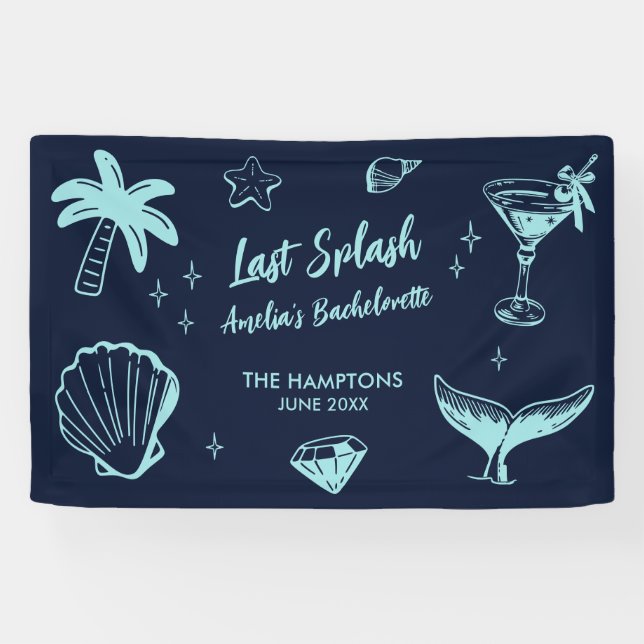 Last Splash Mermaid Beach Bachelorette Party Banner (Horizontal)
