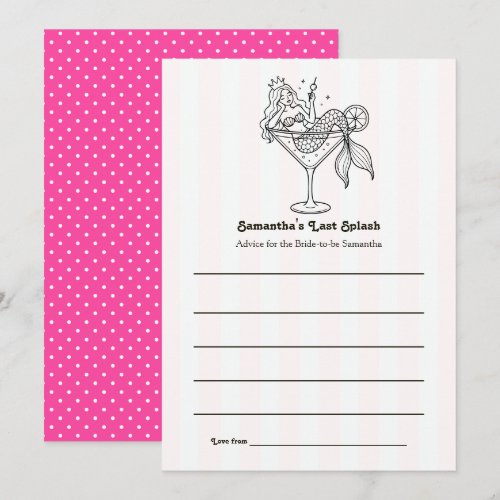 Last Splash Mermaid Martini Bachelorette Advice Card