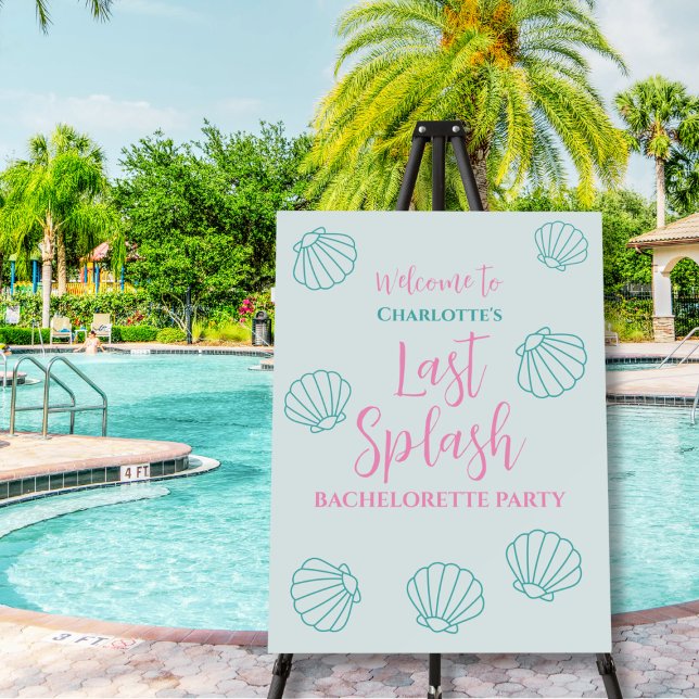 Last Splash Mermaid Shell Beach Bachelorette Party Foam Board (last splash beach bachelorette party welcome sign shell mermaid)