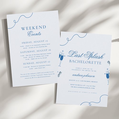 Last Splash Nautical Blue Hen Bachelorette Weekend Invitation