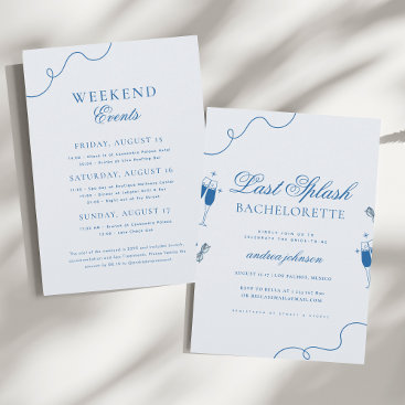 Last Splash Nautical Blue Hen Bachelorette Weekend Invitation