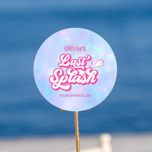 Last Splash Pool Bachelorette  Classic Round Sticker (Creator Uploaded)