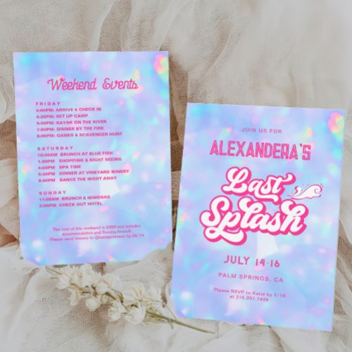  Last Splash Pool Bachelorette Party Invitation