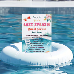 Last Splash Pool-Themed Bachelorette Bridal Shower Invitation