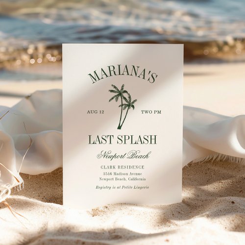 Last Splash Sea Green Palms Bachelorette Invitation