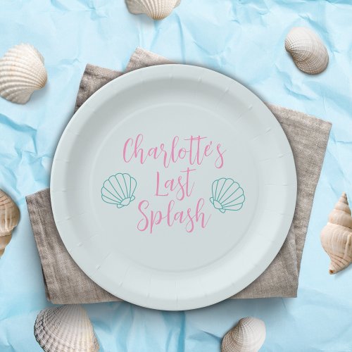 Last Splash Tropical Beach Shell Bachelorette Paper Plates