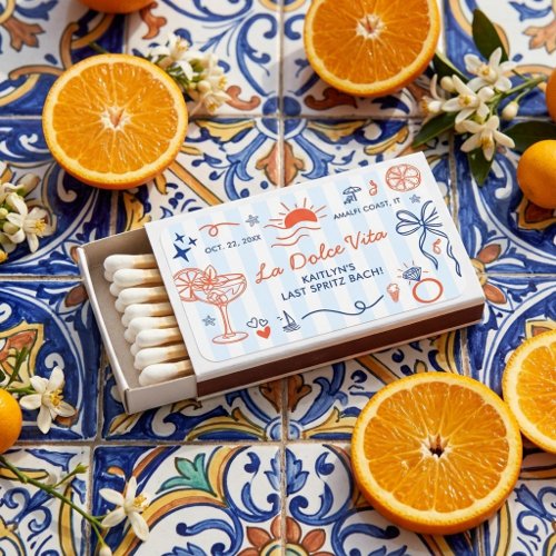Last Spritz Amalfi Coast Bachelorette Party Favor Matchboxes