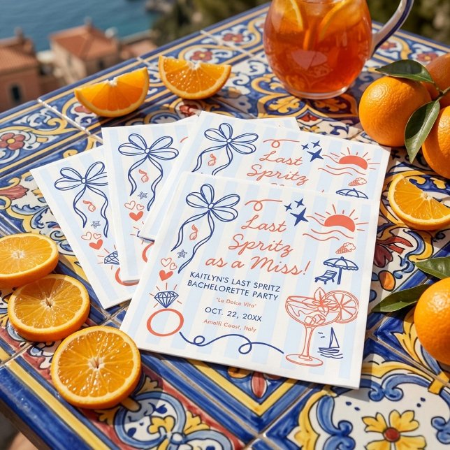 Last Spritz Amalfi Coast Bachelorette Party Napkins (Creator Uploaded)
