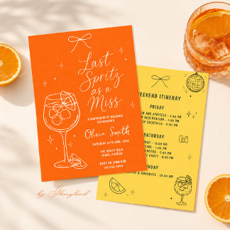 Last Spritz As A Miss Bachelorette Invitation