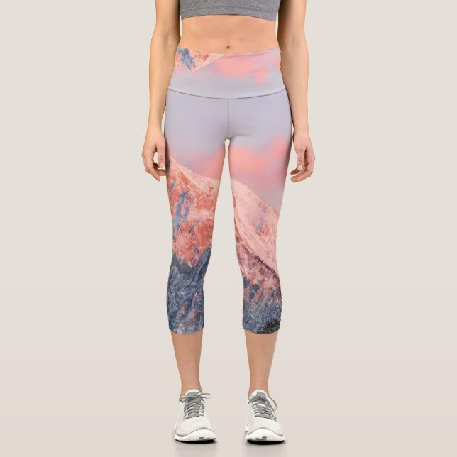 Last sun light on mountain Storžič, Slovenia Capri Leggings (Front)
