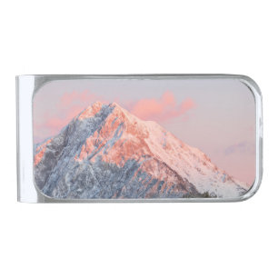 Last sun light on mountain Storžič, Slovenia Silver Finish Money Clip