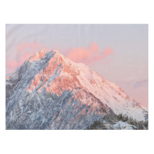 Last sun light on mountain Storžič, Slovenia Tablecloth
