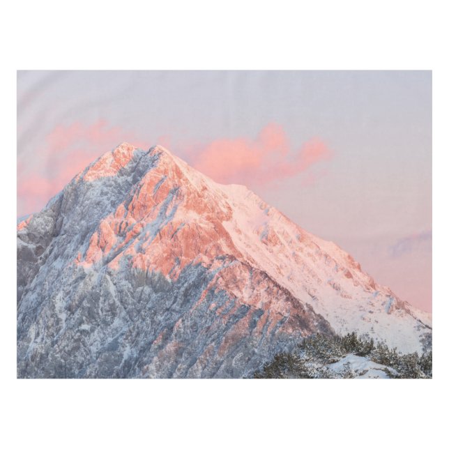 Last sun light on mountain Storžič, Slovenia Tablecloth (Front (Horizontal))