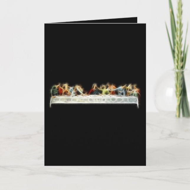 Last Supper da Vinci Jesus Fractal Painting Holiday Card (Front)