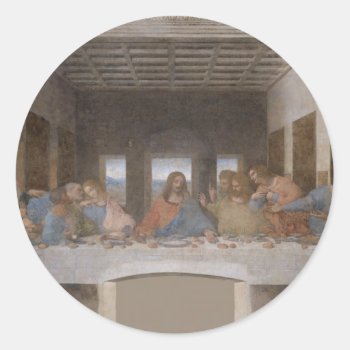Last Supper Leonardo Da Vinci Painting Classic Round Sticker by allpicturesofjesus at Zazzle
