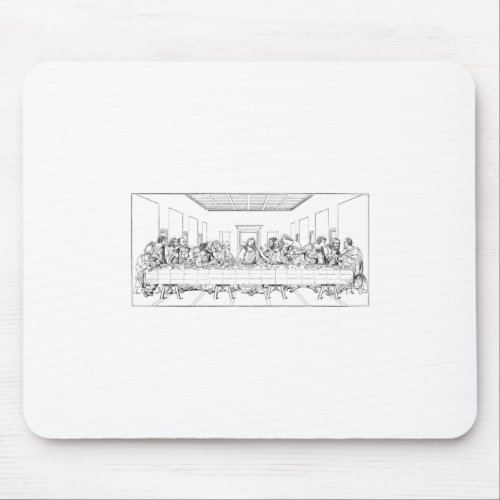 Last Supper Outline Sketch Mouse Pad