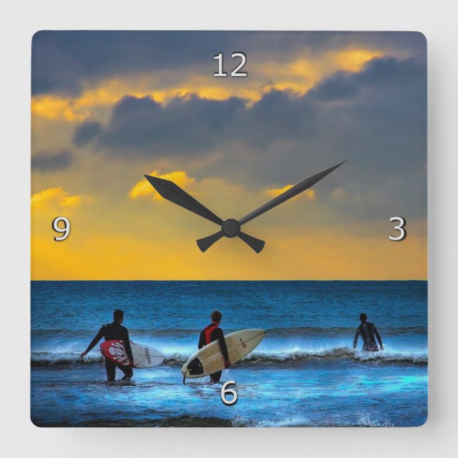 Last Surfing Of The Day Square Wall Clock (Front)