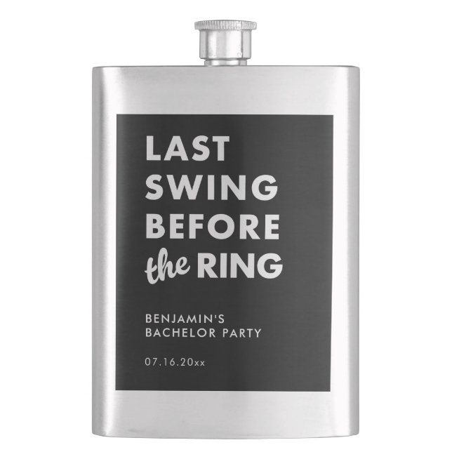 Last Swing Before the Ring Bachelor Party Minimal Flask (Front)